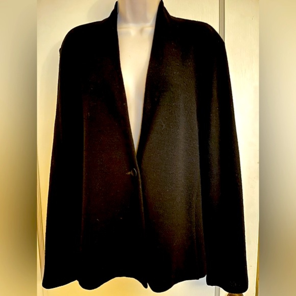 Eileen Fisher Single Button Wool CrepeCardigan Sweater